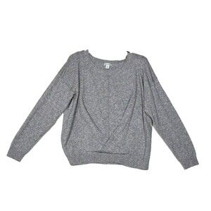 Sundance Sweater Womens XL Gray Heathered Cross Waist Long Sleeve Boat Neck